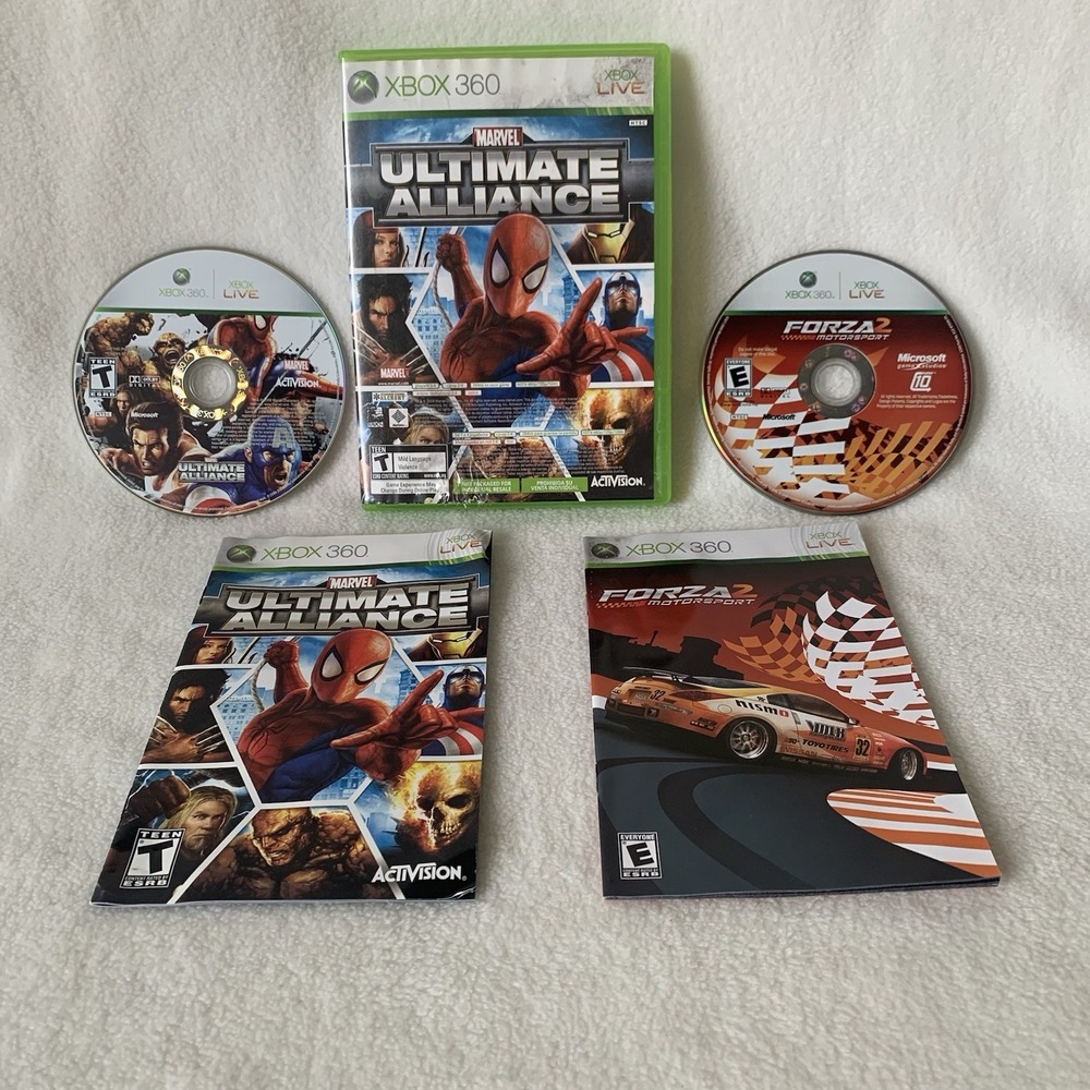 Marvel Ultimate Alliance Xbox 360 CIB & Forza Motorsport 2 Complete w/ Manual